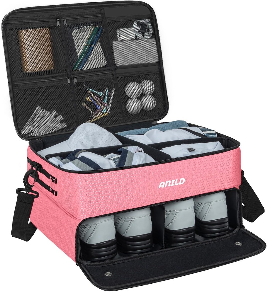 ANILD Golf Trunk Organizer, 2 Layer Golf Storage Case with Separate Ventilated C
