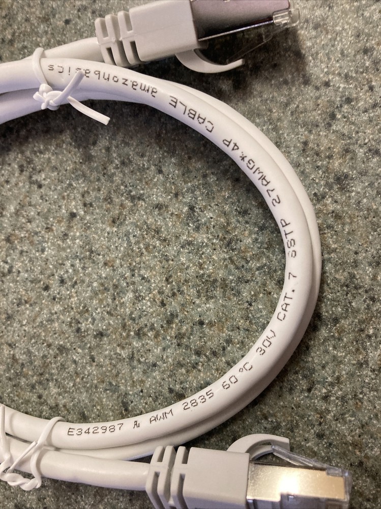 Amazon Basics 3ft White RJ45 Cat 7 High Speed Ethernet Cable