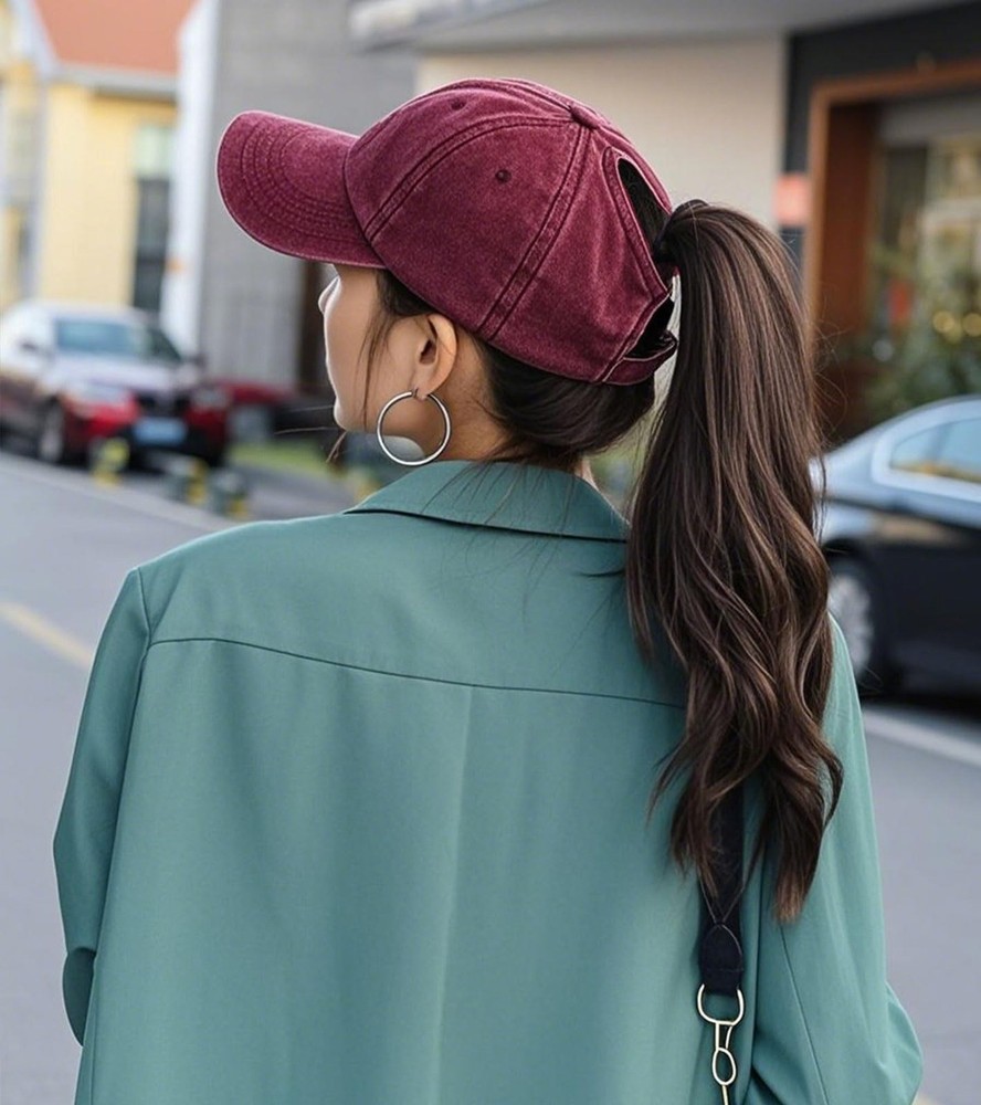 Boy Mama Ponytail Hat, Adjustable Washed Distressed Twill Plain Baseball Cap ...