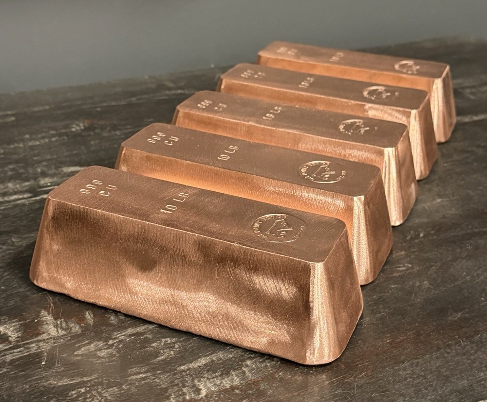 10 Lb .999 Solid Copper Bar | Hand Poured Copper Bullion
