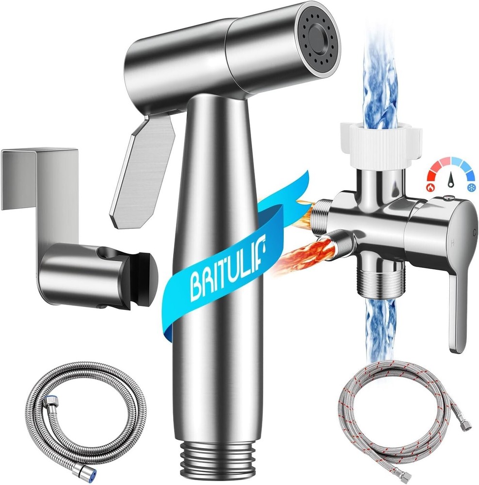 Brushed Nickel Wall-Mounted Bidet Sprayer - Customize Your Cleaning Experience