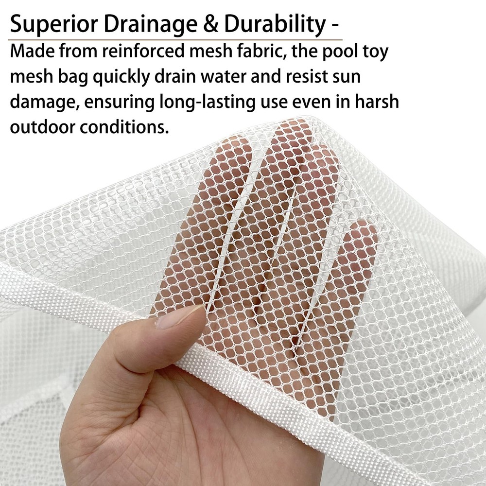 Poolside Pool Float Storage, 3-Pack Mesh Storage Bags with 6 Adhesive Hooks &...