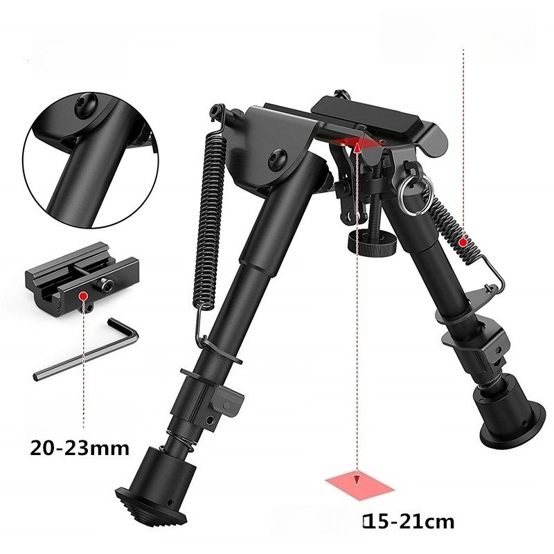 Durable Aluminum 6-9'' Tactical Bipod with Non-rusting Black Anodized Surface