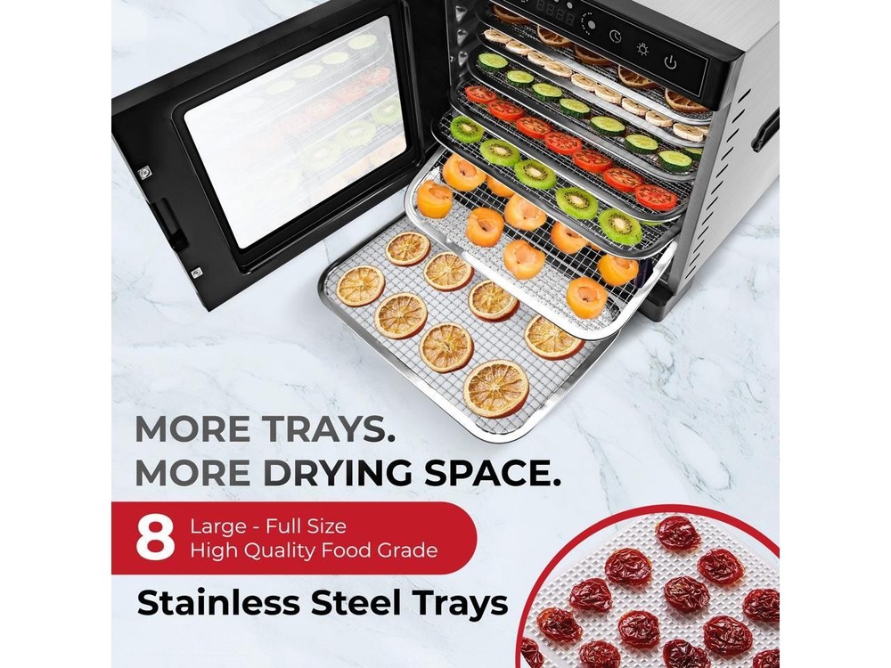 Rosewill Food Dehydrator Machine, 8 Stackable Trays with Adjustable 48H Timer an