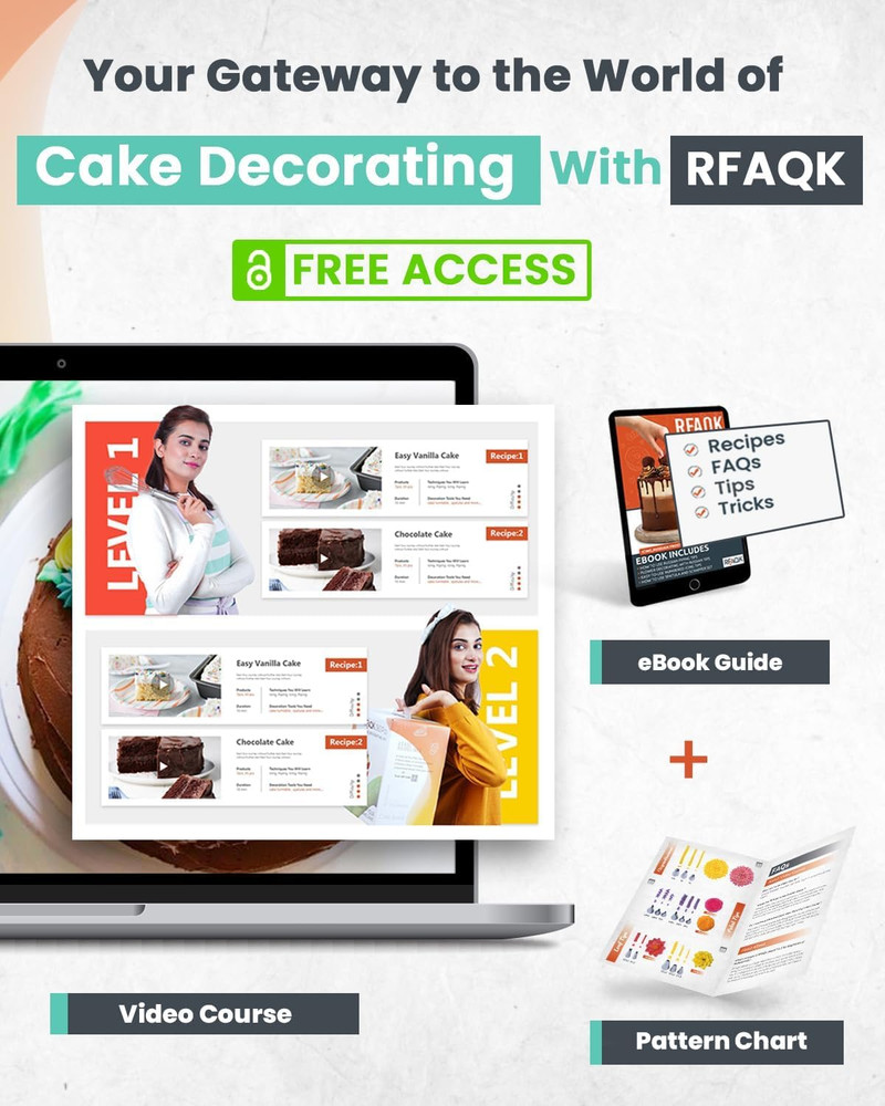 64Pcs Cake Decorating Kit with Leveler, Baking Supplies Gift Includes Cake Stand