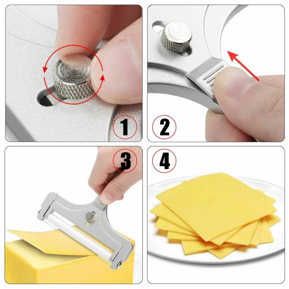 2 PACK Stainless Steel Cheese Slicer - Adjustable Thickness Grey for Kitchen#*/
