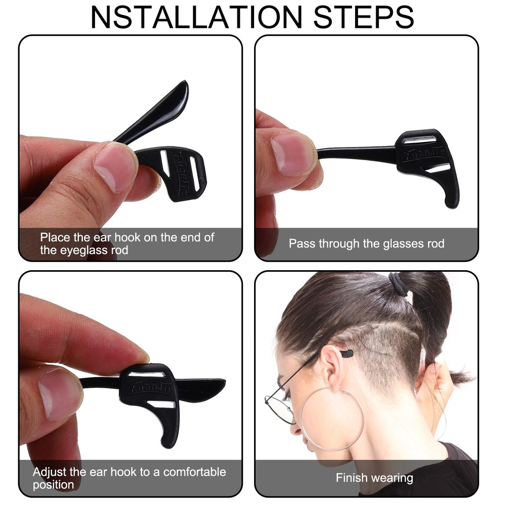 6Pair Silicone Eyeglasses Retainer for Eyeglasses, Black