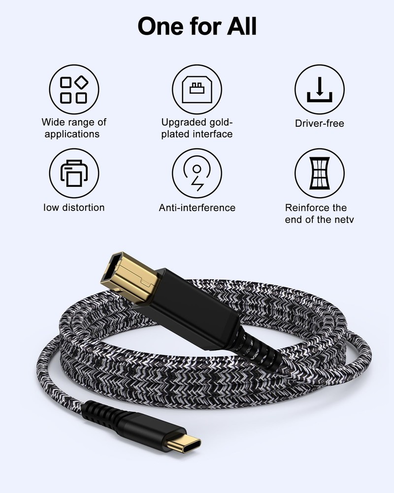 USB C Printer Cable 6Feet, Type B 2.0 to C Scanner 6FT, Black