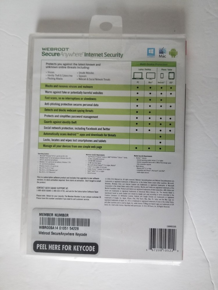 Webroot SecureAnywhere Internet Security 3 Device Full Windows Mac Android Apple