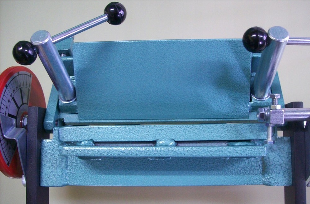 Angular scale and a bending angle limiter for our sheet metal benders.