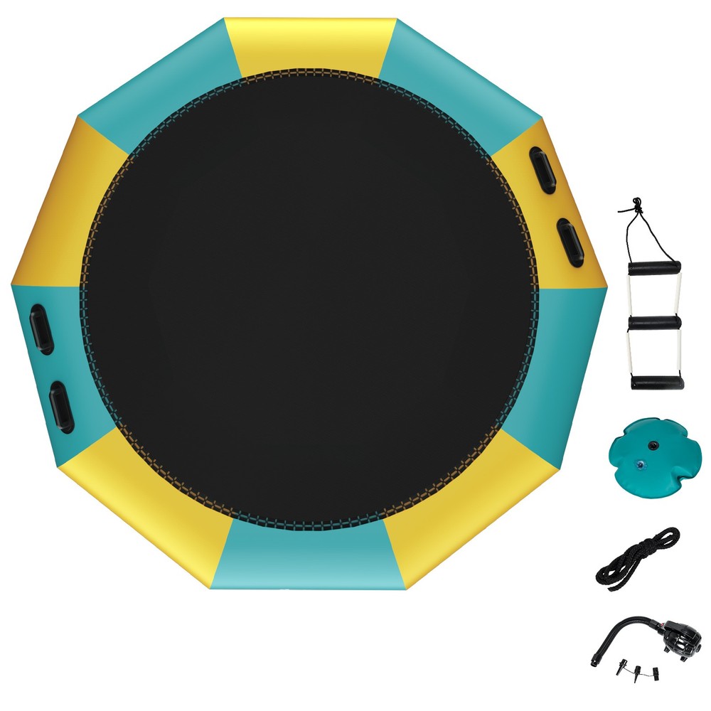 Goplus 10FT Inflatable Water Bouncer Water Trampoline Splash Padded Yellow
