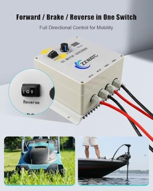 12V-24V 50A DC Motor Speed Controller with Forward-Brake-Reverse Switch, Over