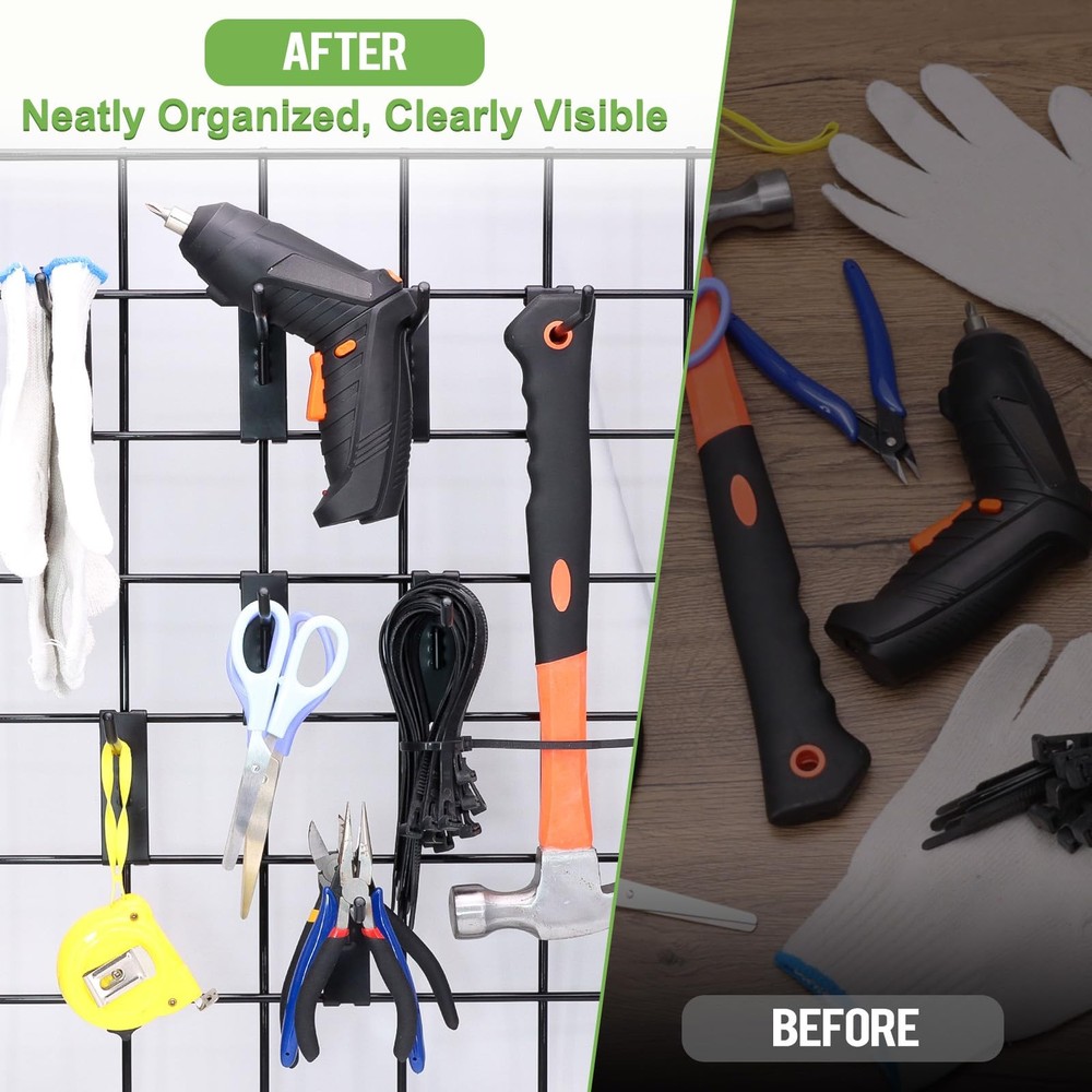 60 Pcs Gridwall Hooks, 4/6/8 Inch Grid Wall Hook Display for Gridwall Panel, ...