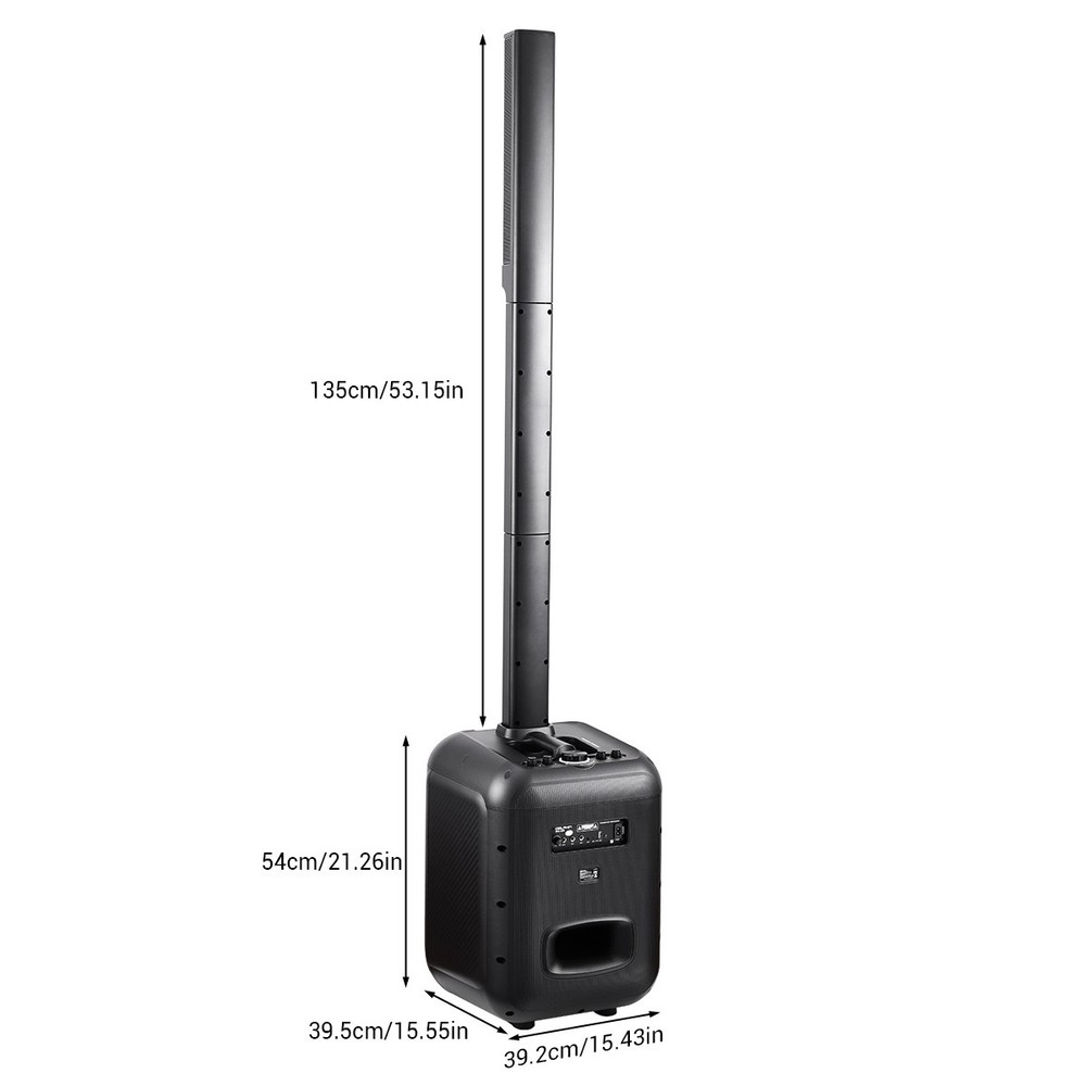 Powered Portable Column Array PA System 3 Tweeter Column Speaker &12'' Subwoofer