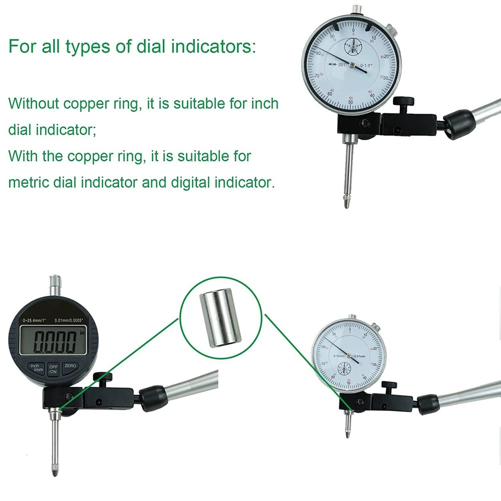 Adjustable Magnetic Base Dial Indicator Holder, 176Lbs/80Kg Max Pull