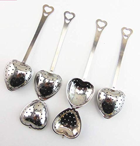 Long Grip Tea Filter, Stainless Steel Heart Shaped