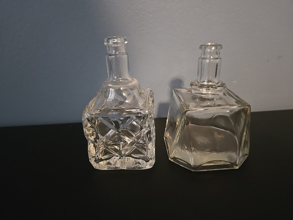 2 Cut Glass PERFUME BOTTLE Pair