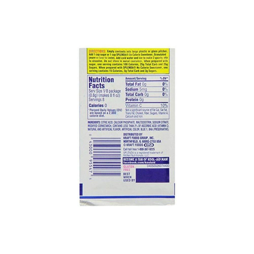 Kool-Aid Blue Raspberry Lemonade Unsweetened Soft Drink Mix, (Pack of 48)