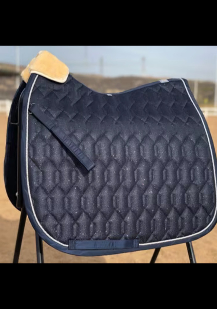 Dark Blue Shiny Dressage Saddle Pad