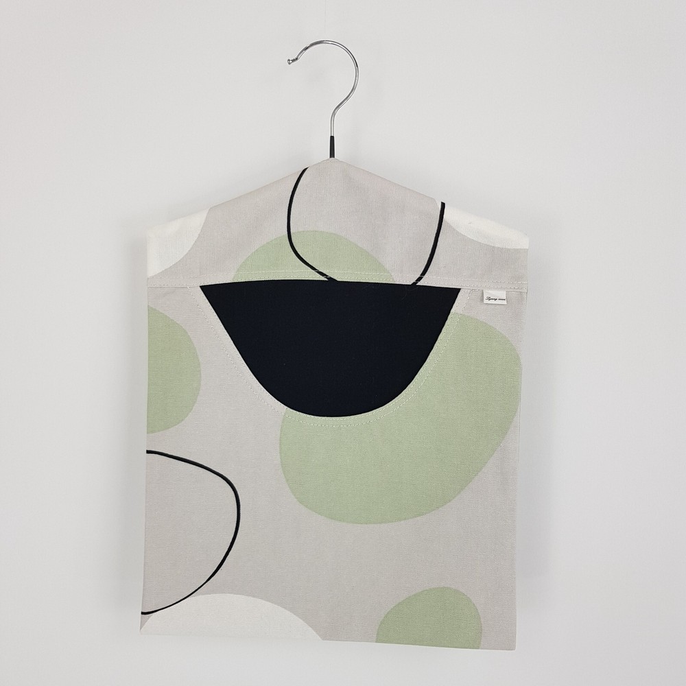 Peg Bag Handmade Light Grey Green Abstract Lined Laundry Clothes Peg Holder