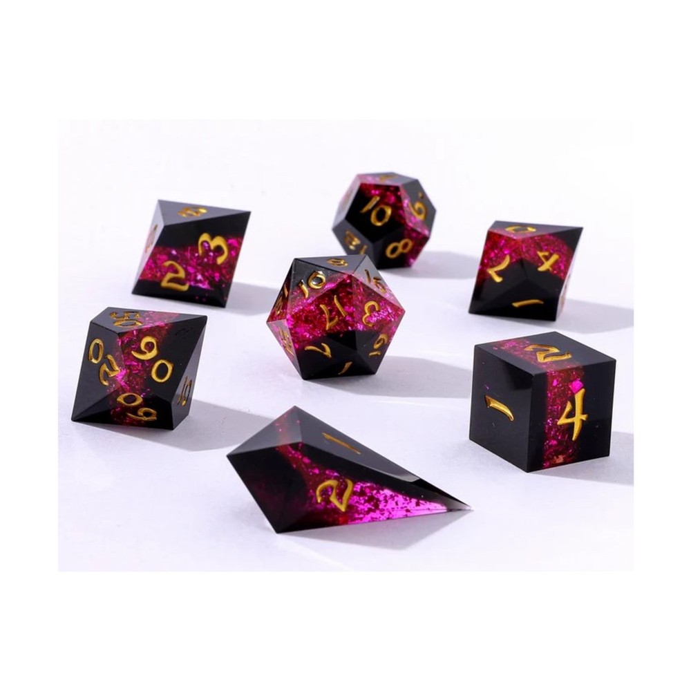 HYMGHO Sharp Edge Resin Dice Captured Magic Poly Set - Radiant Path (7) New