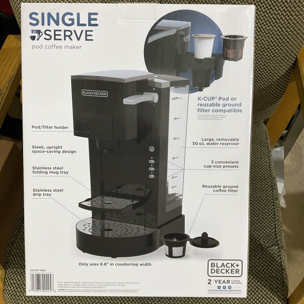 black and decker single serve coffee maker K-cup 50 Oz Adjustable Tray