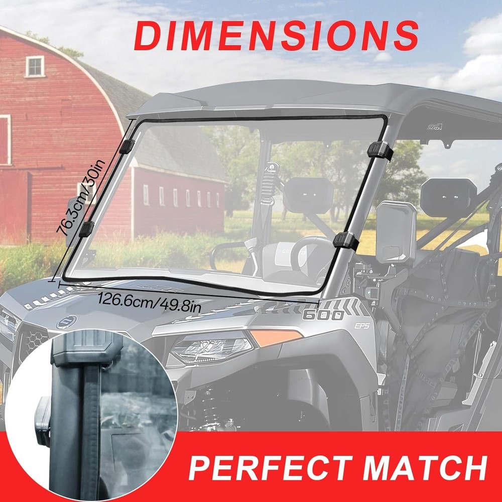 Front Windshield Clear Full Window Windscreen PC For 2021-2026 CFMOTO UForce 600