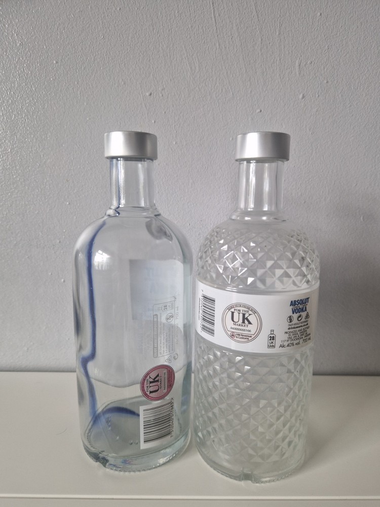 Limited Edition Absolut Originality & Absolut Glimmer 700ml Empty Bottles