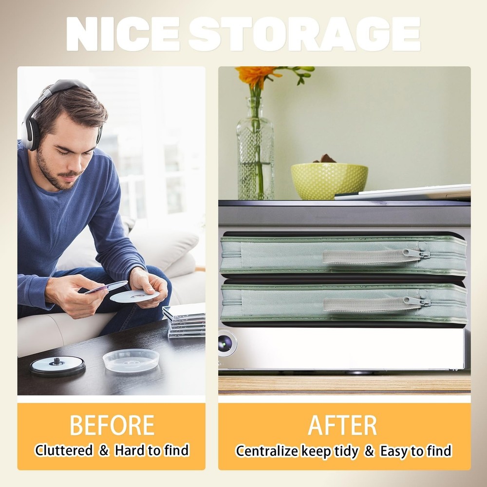 CD/DVD Case Storage, 100 Capacity Holder - Plastic Disc Case Storage Wallet B...