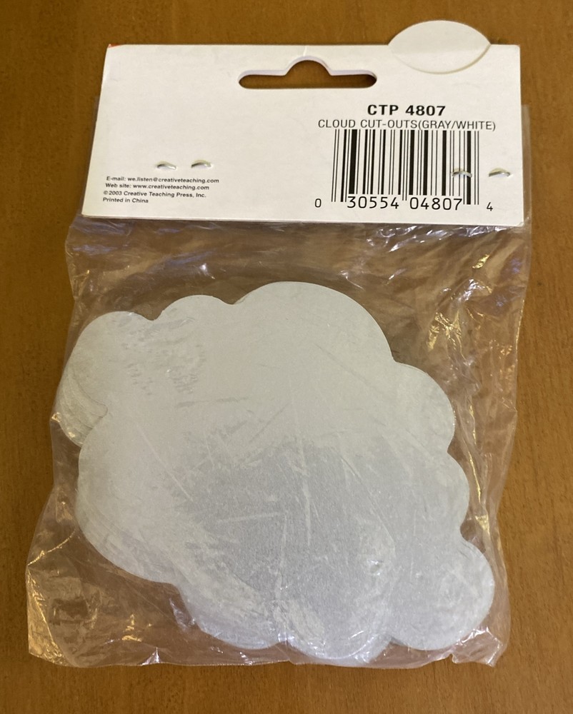 Creative Teaching Press Gray and White Cloud Cut-Outs 36 Count CTP 4807