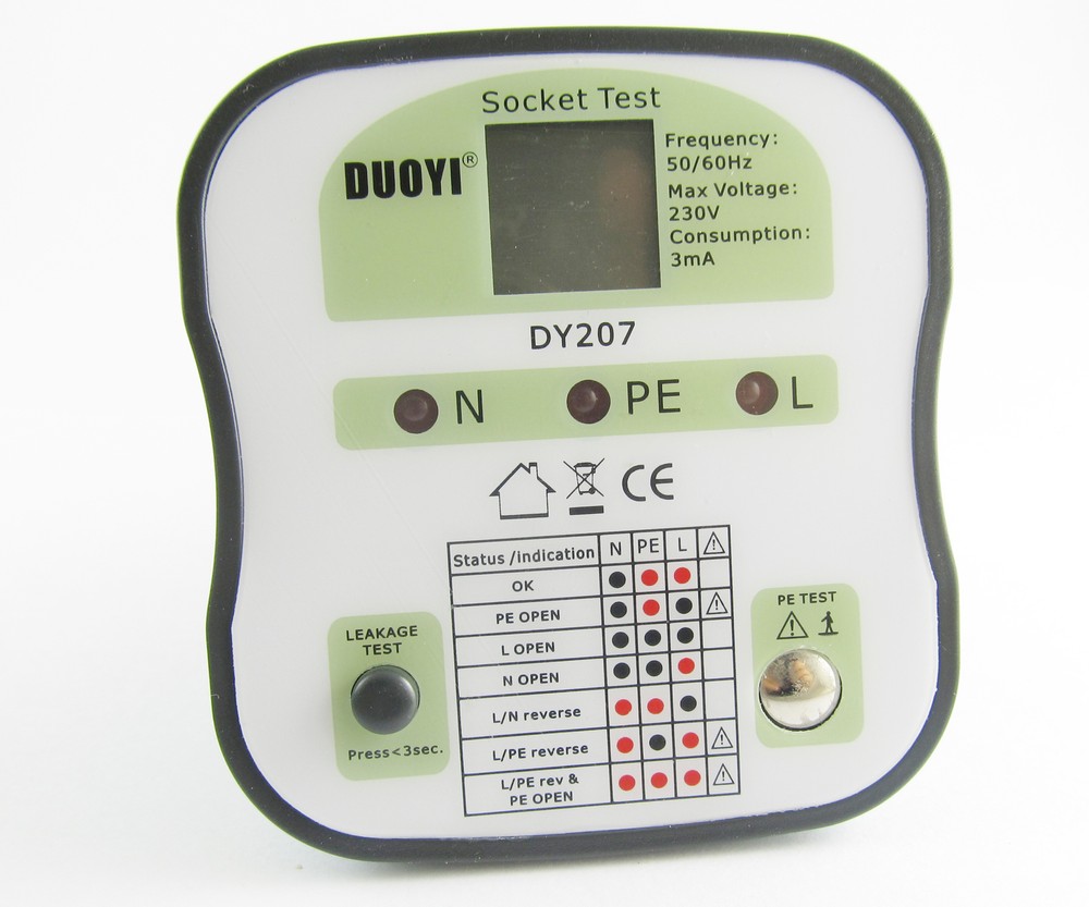 1pc DUOYI DY207 Electrical Socket Tester RCD Plug ( UK ) Europe Version