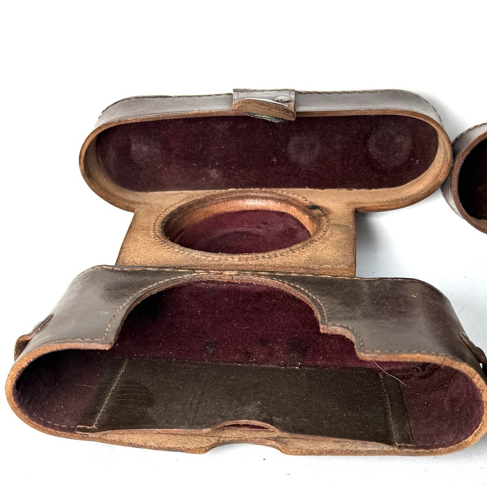 2 Vintage Rangefinder Style Brown Leather Camera Cases Leica & Leitz