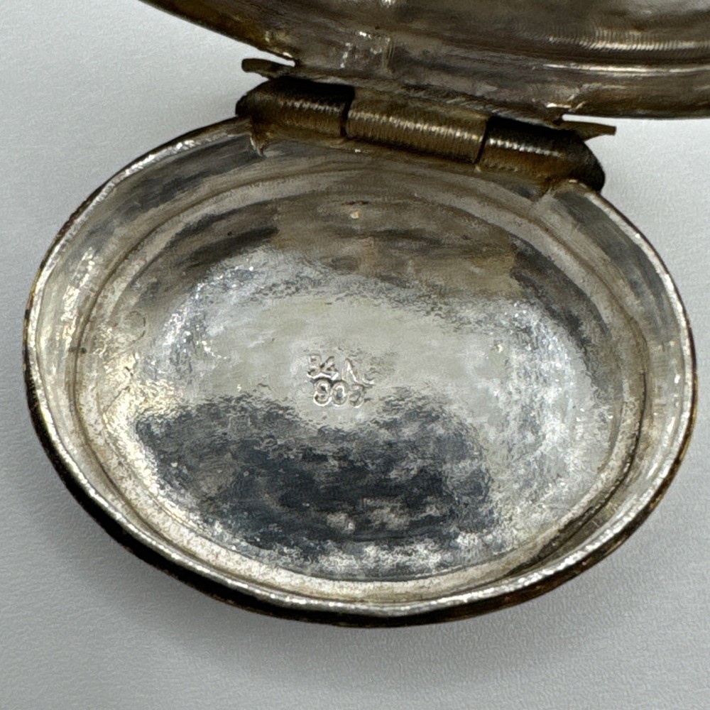 Antique Vintage 800 Silver & Enamel Snuff Pill Box