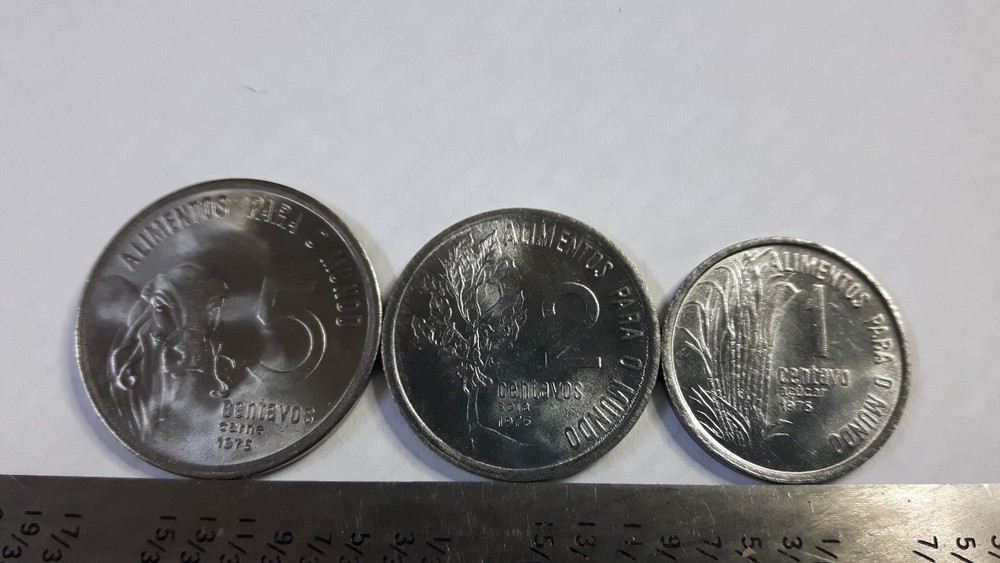 @@@  SUPERB UNC 1975 FIVE TWO AND ONE BRAZIL CENTAVOS @@@