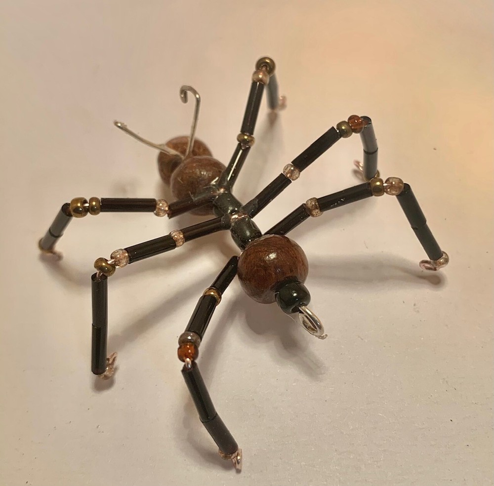 Handmade Wood Bead & Wire ANT