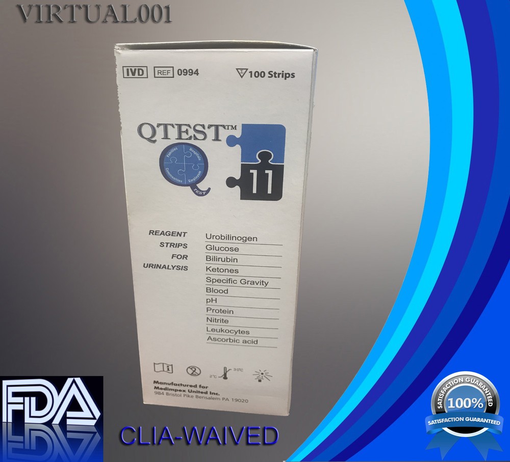 Urine 11 Parameter Urinalysis Reagent Test Strips (100) 4 Bottles (400)