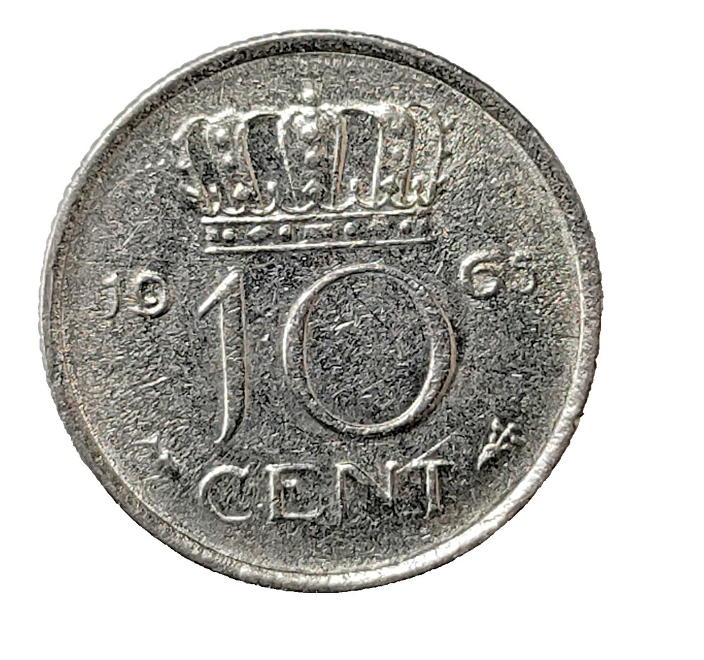 1965 Netherlands 10 Cent Coin KM# 182
