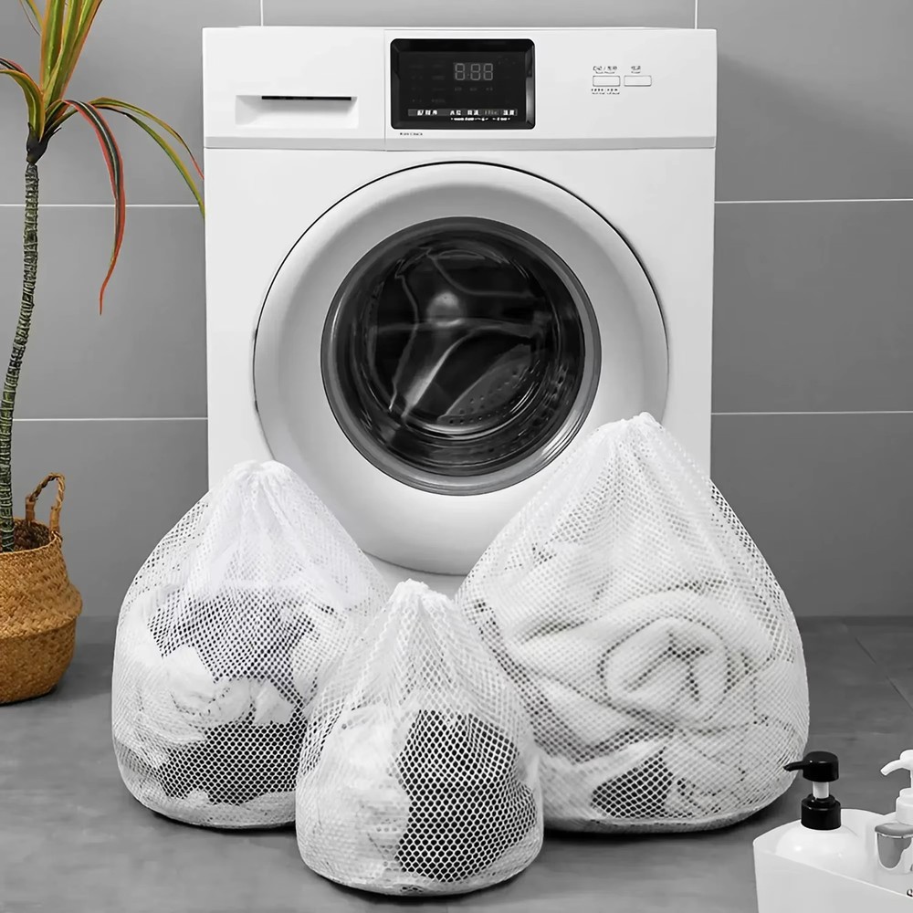 1PC Drawstring Laundry Bag Large Capacity 4 Size Fine Mesh Coarse Mesh Wash Bag