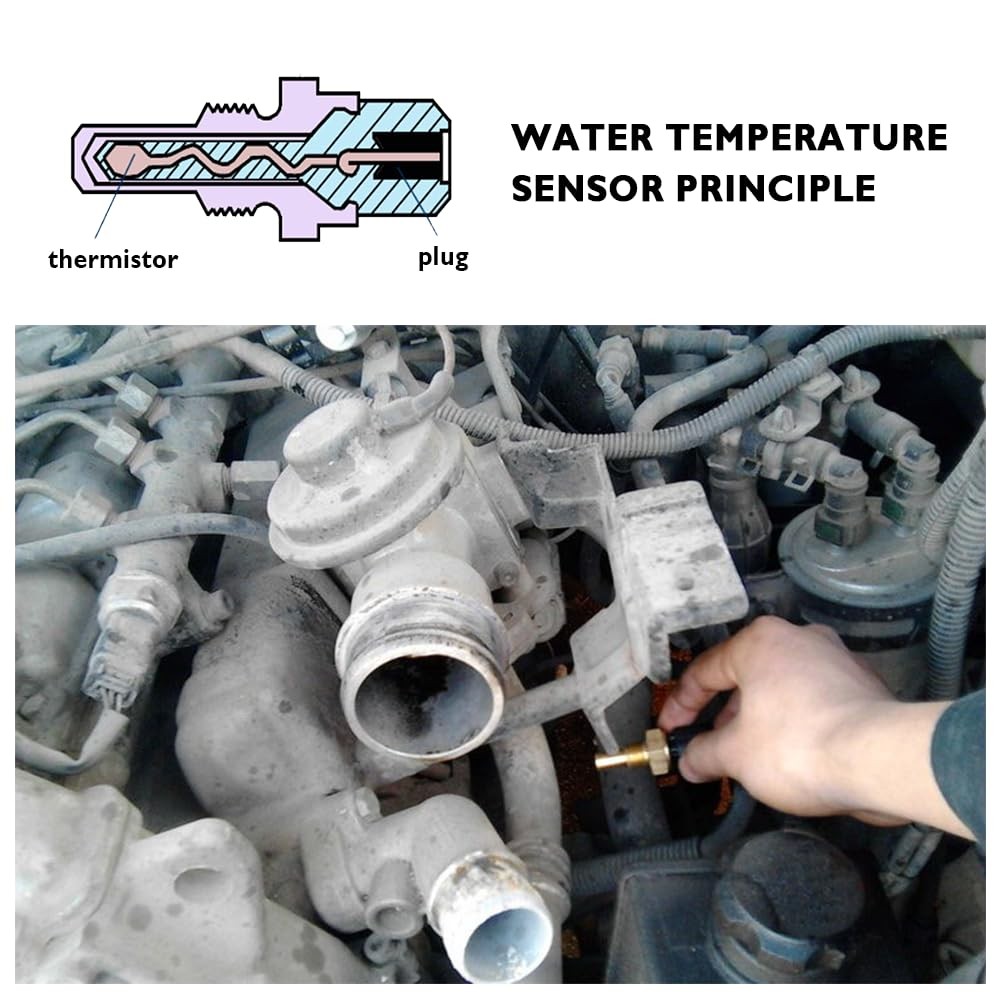 Engine Coolant Temperature Sensor - Professional Car 0.73x0.73x2.3 inch, Gold
