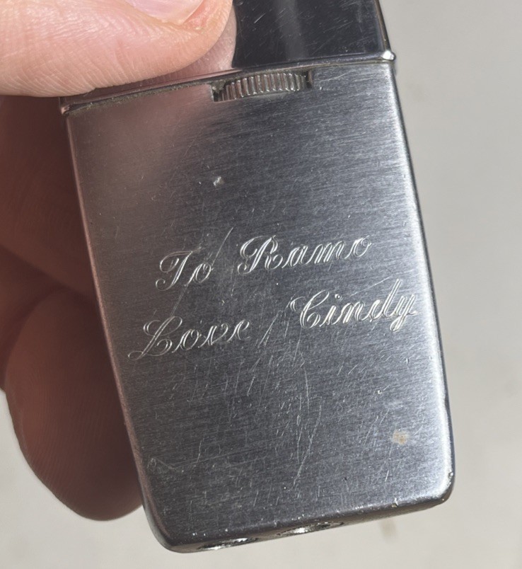 Ronson Brushed Stainless Steel Personalized Lighter West Germany Vintage