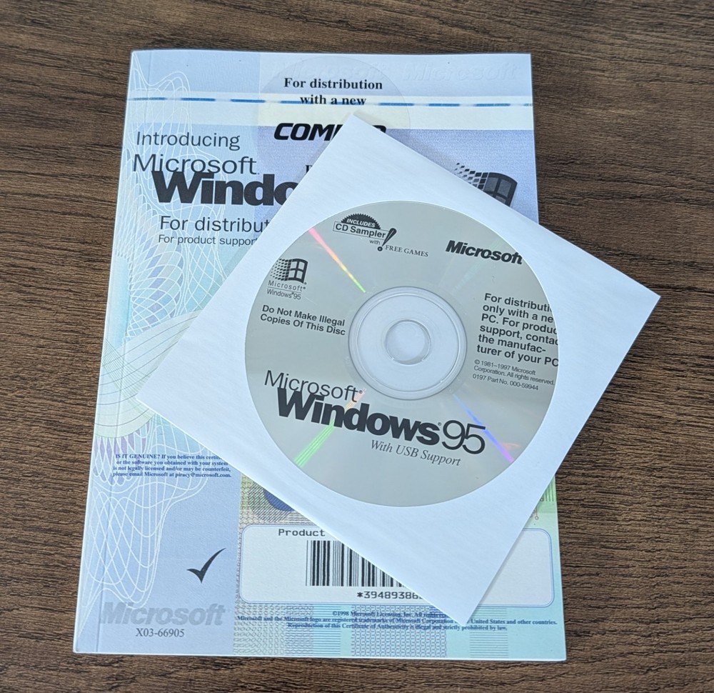 Microsoft Windows 95 Manual & CD with USB Support for Compaq