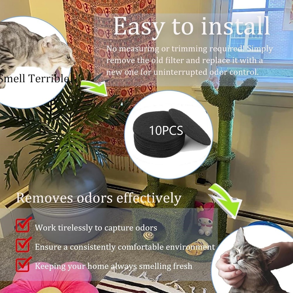 Kitchen Compost Bin Charcoal Filter, Spare Activated Carbon Filter, 10Pieces Set