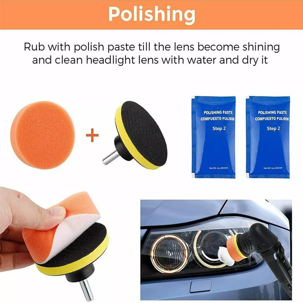 Car Headlight Polish Kit with Lens Restoration Tools