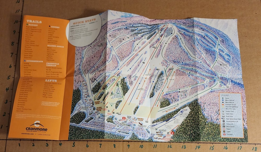 1960'S CRANMORE SKIMOBILE TRAIL MAP BROCHURES(2 DIFF.) PLUS 4 CURRENT TRAIL MAPS