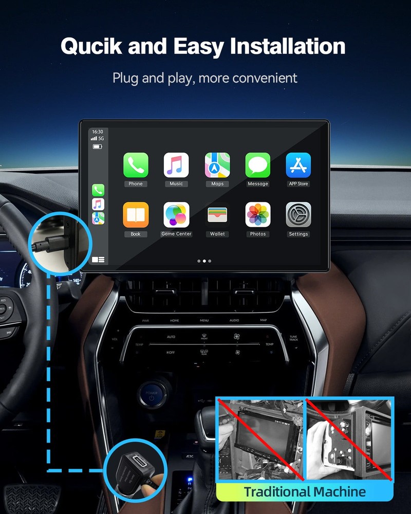 Wireless Apple Carplay Android Auto 9in Touch Screen Car Stereo w/ Backup Camera