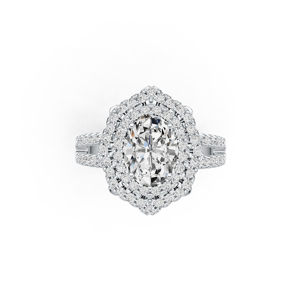 Sterling Silver Semi Mount Ring Setting Oval OV 9X7mm with White Topaz