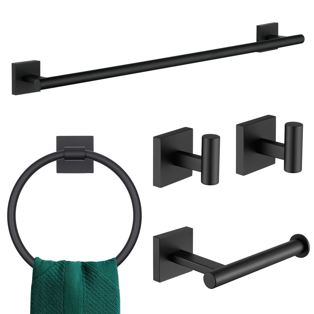Kokosiri 5-Piece Bath Accessory Kit - Black B17A5