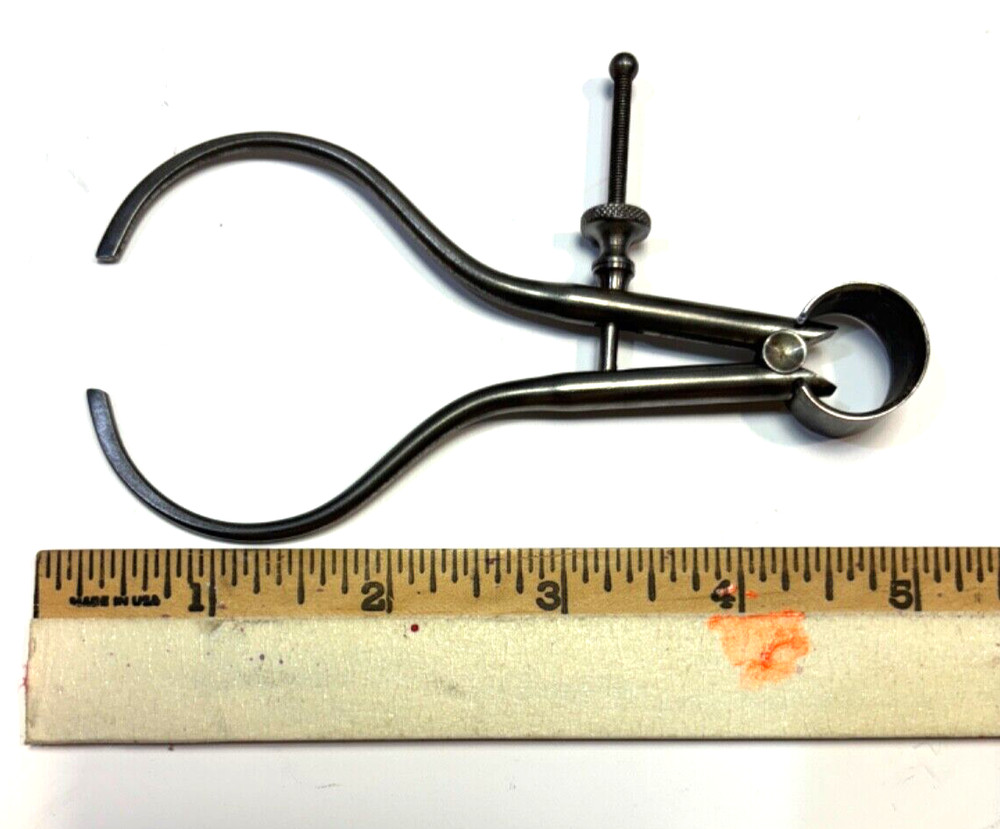 Vintage STARRETT 4" Toolmakers Spring-Type Caliper - Round legs
