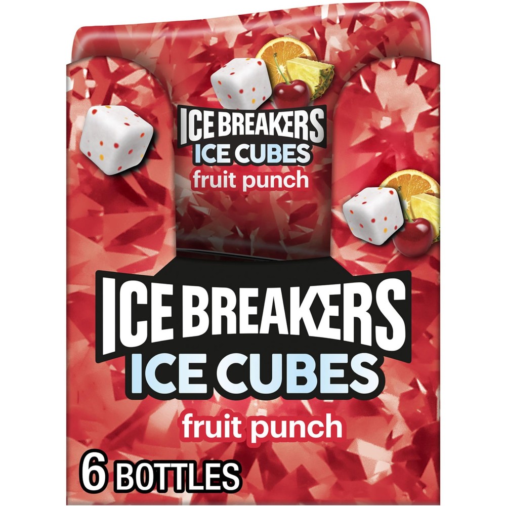ICE BREAKERS Ice Cubes Fruit Punch Sugar Free 40 Count (Pack of 6), Red