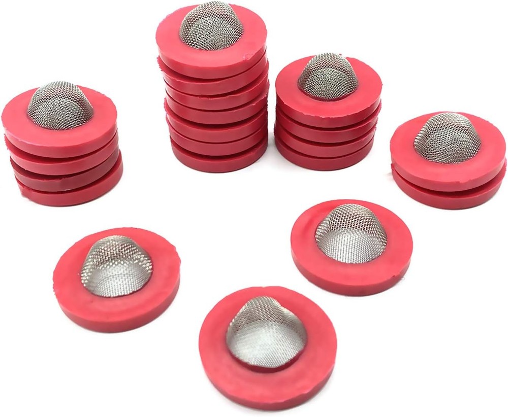 Hanobo 20 Pcs Stainless Steel Hose Coupling Filter Washers, 0.75 inches, Red